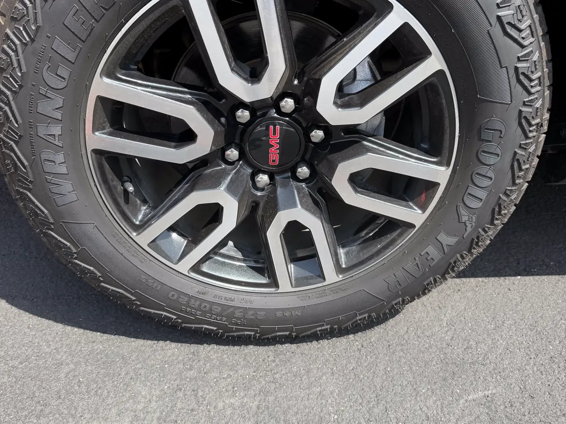 Close up of a GMC alloy wheel cleaned during a coating appointment